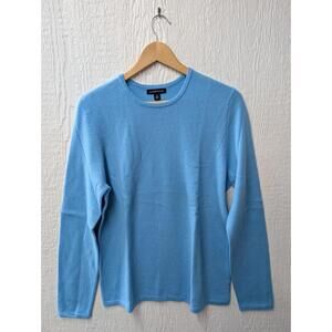 Lands End 100% Cashmere Turquoise Crew Neck Pullover Sweater Large 14-16